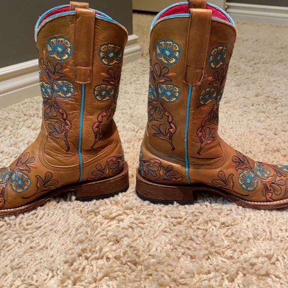 Macie Bean Western Cowboy Boots Turquoise Trim - Picture 7 of 13